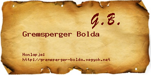 Gremsperger Bolda névjegykártya